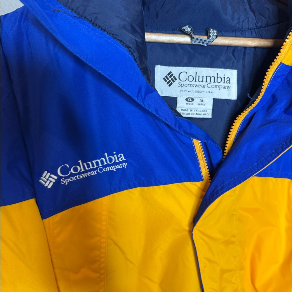 Vintage Columbia Men’s XL Colorblock Rain Jacket Blue Outdoor Y2K Gorpcore - Picture 2 of 8